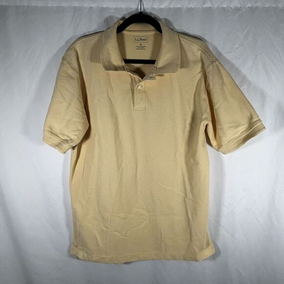 LL Bean Shirt Men's Medium Tall Yellow Short Sleeve Polo Collared - Picture 1 of 8